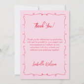 Handgezeichnetes Chic Pink & Red Foto 2024 Abschlu Dankeskarte (Rückseite)