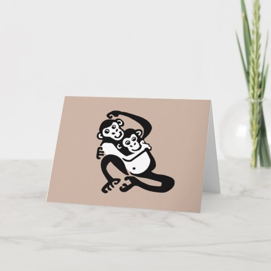 Handgezeichnetes CHIMPANZEE - Bonobo - Wildtiere - Karte (Vorderseite)