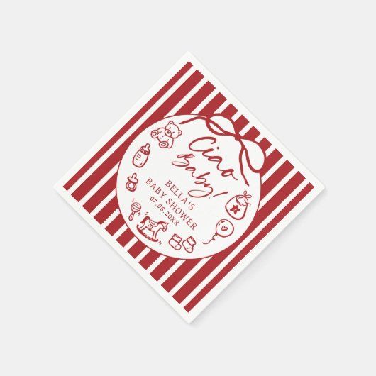 Handgezeichnetes Ciao Baby Italienische Babydusche Serviette (Ecke)