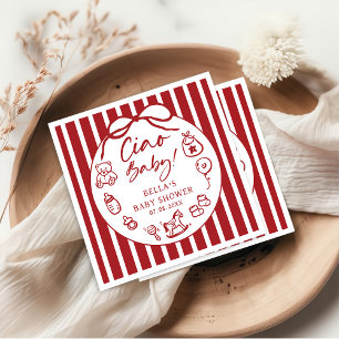 Handgezeichnetes Ciao Baby Italienische Babydusche Serviette