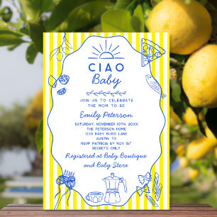 Handgezeichnetes Ciao Baby Italienisches Thema Jun Einladung