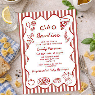Handgezeichnetes Ciao Bambino Italienisches Thema Einladung