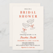 Handgezeichnetes Cocktail-Brautparty Einladung (Vorne/Hinten)