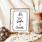 Handgezeichnetes Cocktailgeschenk und Karten Poster