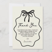 Handgezeichnetes Coquette Bow-Brautparty Dankeskarte (Vorderseite)