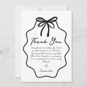 Handgezeichnetes Coquette Bow-Brautparty Dankeskarte (Vorderseite)
