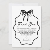 Handgezeichnetes Coquette Bow-Brautparty Dankeskarte (Vorderseite)