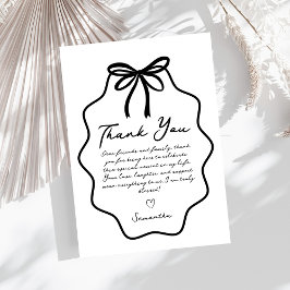 Handgezeichnetes Coquette Bow-Brautparty Dankeskarte