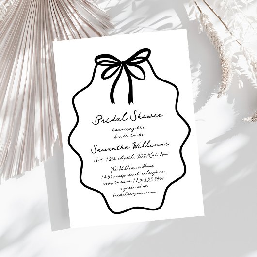 Handgezeichnetes Coquette Bow-Brautparty Einladung