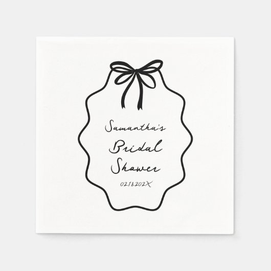 Handgezeichnetes Coquette Bow-Brautparty Serviette (Vorderseite)