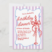 Handgezeichnetes Coquette Bow Kerzenschein Geburts Einladung (Vorderseite)