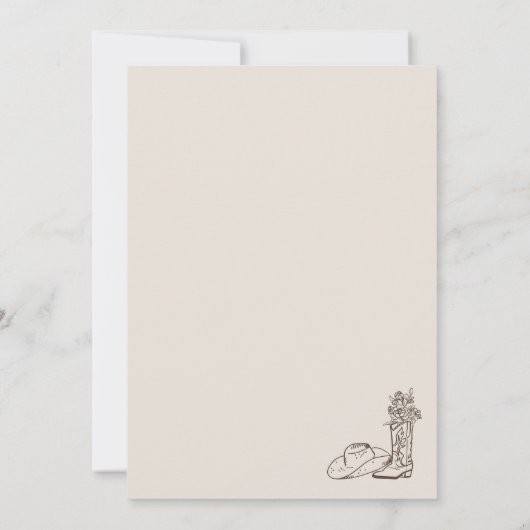 Handgezeichnetes Cowgirl Country Brautparty Einladung (Rückseite)