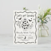 Handgezeichnetes Cowgirl Howdy-ween-Party Einladung (Stehend Vorderseite)