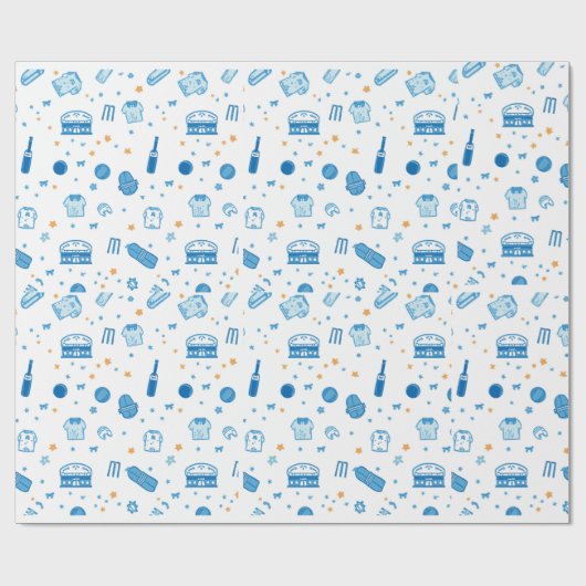 Handgezeichnetes Cricket-Doodle-Nahtloses Muster S Geschenkpapier (Flach)