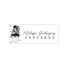 Handgezeichnetes Cupcake Baker-Script-Logo Gummistempel