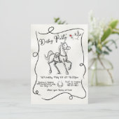 Handgezeichnetes Derby Racehorse Modern Doodle Par Einladung (Stehend Vorderseite)