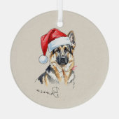 Handgezeichnetes deutsches Schäferportrait Ornament Aus Glas (Rückseite)