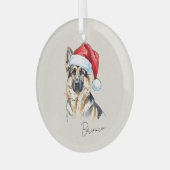 Handgezeichnetes deutsches Schäferportrait Ornament Aus Glas (Vorderseite links)