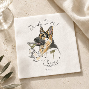 Handgezeichnetes deutsches Shepherd Martini Open B Serviette