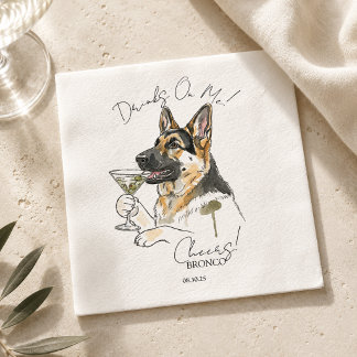 Handgezeichnetes deutsches Shepherd Martini Open B Serviette