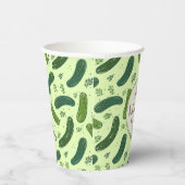 Handgezeichnetes Dill-Pickle-Muster mit Logo Pappbecher (Rechts)