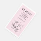 Handgezeichnetes Doodle-Brautparty Rosa Serviette (Ecke)