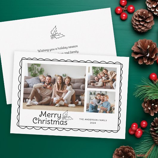 Handgezeichnetes Doodle Frame Foto Weihnachten