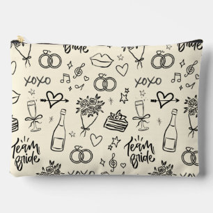 Handgezeichnetes Doodle-Gelbes Brautparty Zubehörtasche