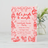 Handgezeichnetes Doodle Illustration Weihnachtsfes Einladung (Stehend Vorderseite)