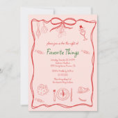 Handgezeichnetes Doodle Lieblings-Dinge Weihnachts Einladung (Vorderseite)