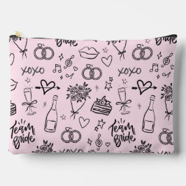Handgezeichnetes Doodle Pink-Brautparty Zubehörtasche