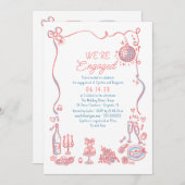 Handgezeichnetes Doodle Whimsisches Foto Einladung (Vorne/Hinten)