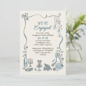 Handgezeichnetes Doodle Whimsisches Foto Einladung (Stehend Vorderseite)