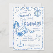 Handgezeichnetes dreissiges Cowgirl Cowgirl Geburt Einladung (Vorderseite)