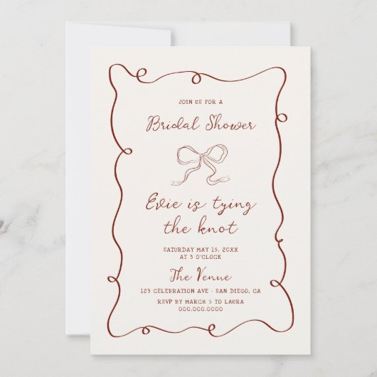 Handgezeichnetes eckiges Brautparty Einladung (Vorderseite)