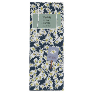 Handgezeichnetes Edelweiß Eleganter Alpen-Weinberg Geschenktüte Für Weinflaschen