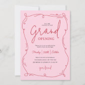 Handgezeichnetes einzigartiges Pink Grand Opening  Einladung (Vorderseite)