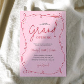 Handgezeichnetes einzigartiges Pink Grand Opening  Einladung