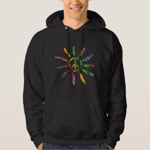 Handgezeichnetes ethnisches Friedenszeichen Hippie Hoodie