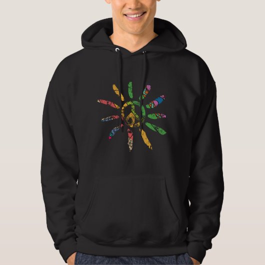 Handgezeichnetes ethnisches Friedenszeichen Hippie Hoodie (Vorderseite)