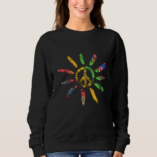 Handgezeichnetes ethnisches Friedenszeichen Hippie Sweatshirt (Vorderseite)