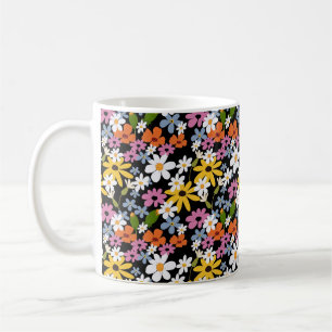 Handgezeichnetes Farbige Botanisches Nahtloses Mus Kaffeetasse