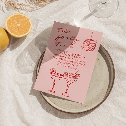 Handgezeichnetes farbiges Drehbuch 40. Abendessen  Einladung