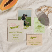 Handgezeichnetes farbiges Retro Fett Funky Wedding Einladung