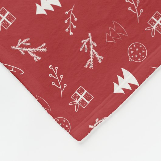 Handgezeichnetes Festliches Rot-Weiß-Weihnachten Fleecedecke (Ecke)