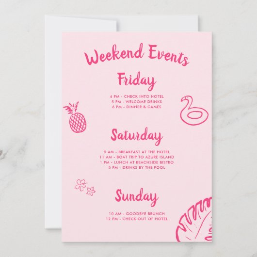 Handgezeichnetes Flamingle Bachelorette Einladung (Rückseite)