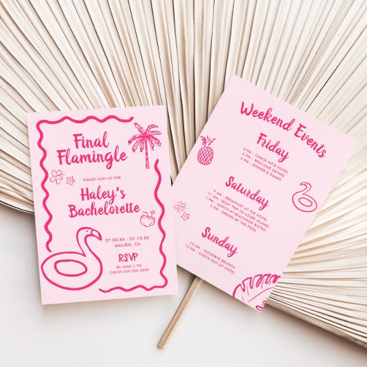 Handgezeichnetes Flamingle Bachelorette Einladung