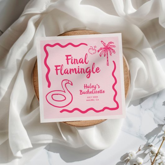 Handgezeichnetes Flamingle Bachelorette Serviette