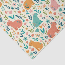 Handgezeichnetes florales Capybara-Seidenpapier Seidenpapier