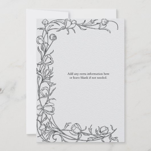 Handgezeichnetes Florals Botanisches Elegantes Bra Einladung (Rückseite)